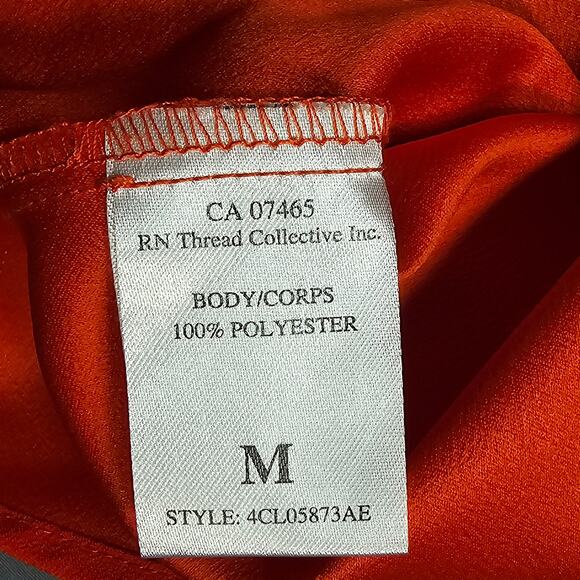 Essentials Bold Tomato Red Shirt Strappy Cold Shoulder Short Sleeve Women Size M - Picture 4 of 9